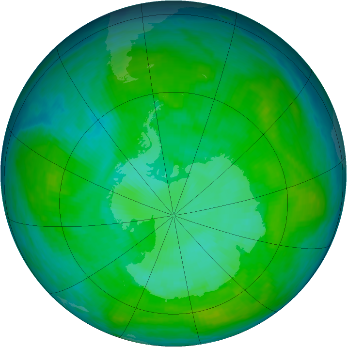 Antarctic ozone map for 04 January 1988